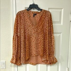 Stylish Polka Dot Blouse in Brown